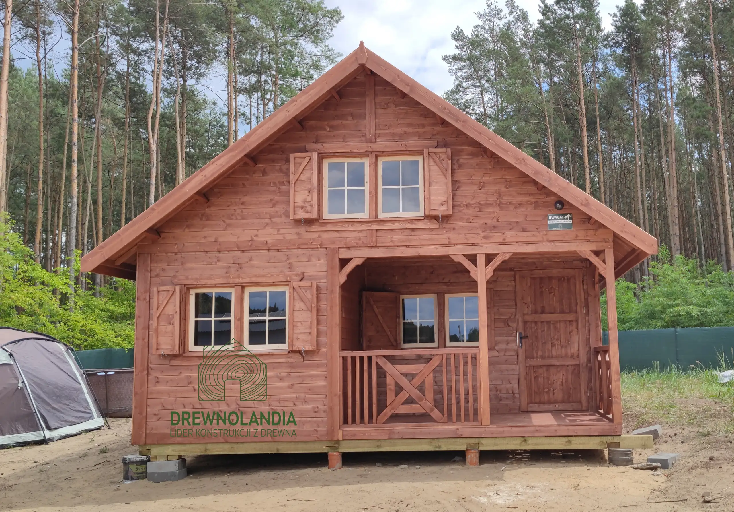 Domek Wiktor IV, drewniany, 35m², na działkę z przestronnym tarasem, Drewnolandia