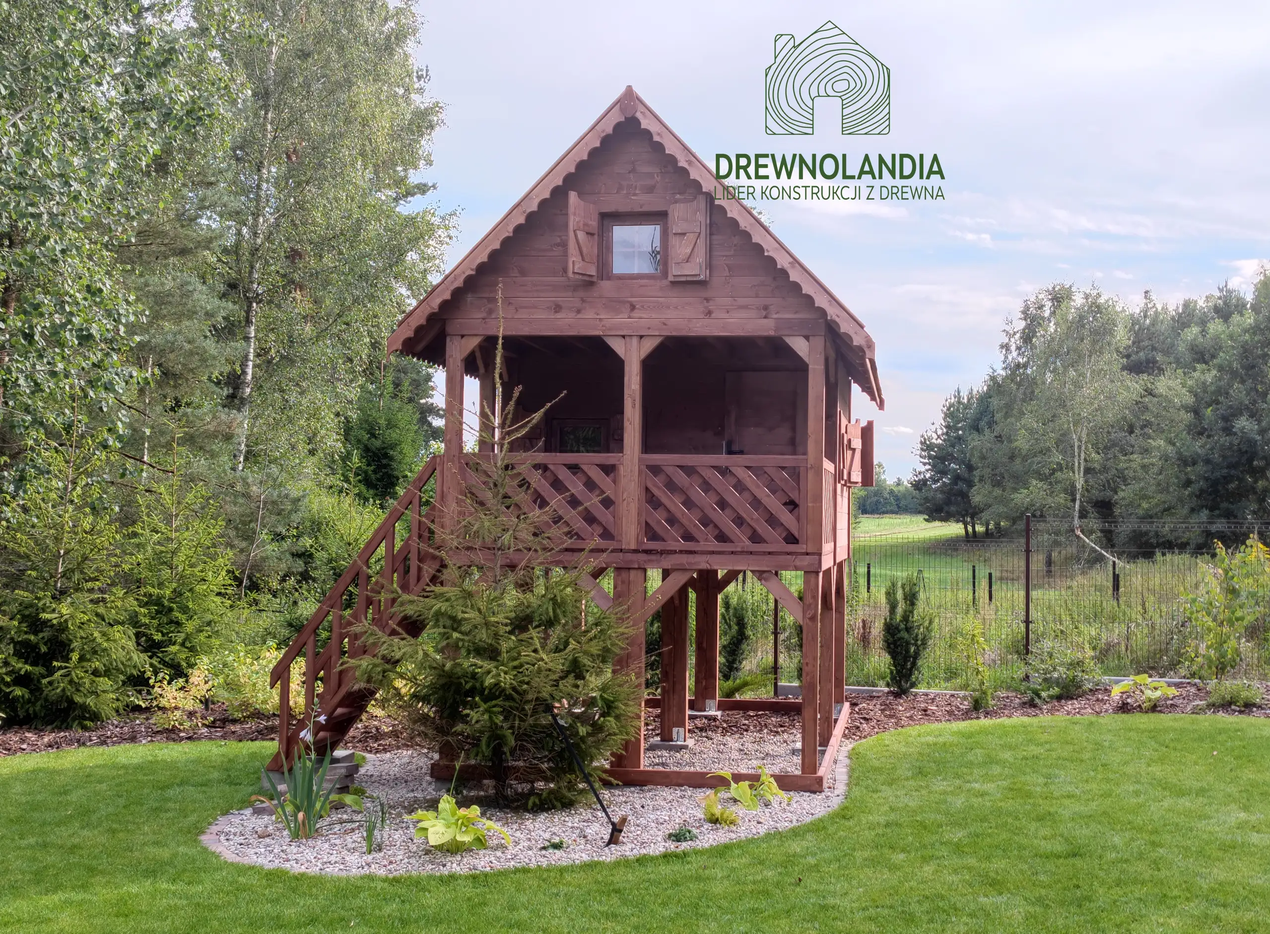 Duży Drewniany Domek Dla Dzieci Kitty IV - 4x2,5m z antresolą