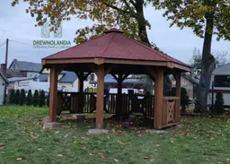 Ośmiokątna altana drewniana Eliza 5 m, idealna do przestronnych ogrodów