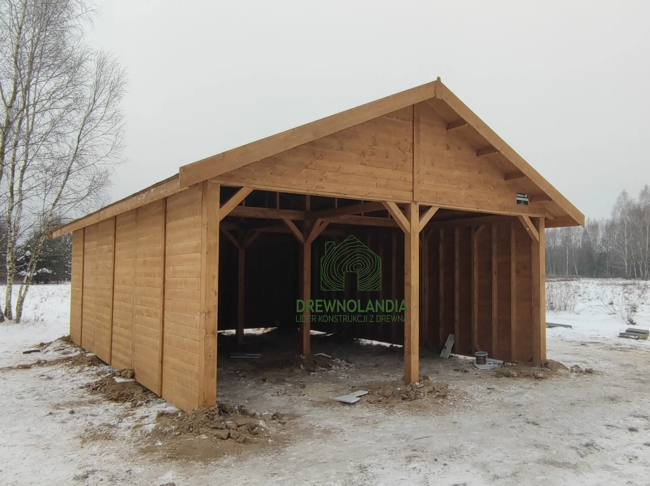 Garaż Wiata Magda 6x5 m, miejsce na dwa auta, solidna drewniana konstrukcja