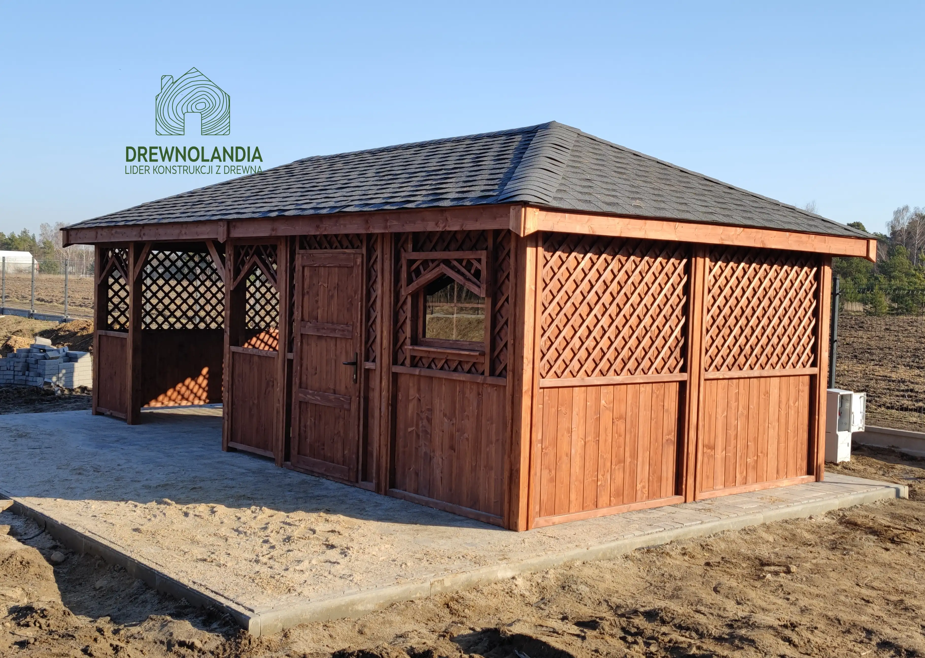 Altanka drewniana Helena połączona z domkiem narzędziowym 3x3 m