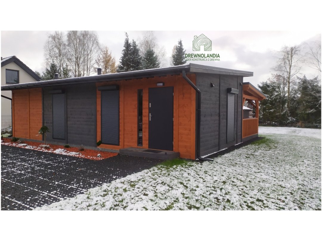 Drewniany domek letniskowy Marek z werandą – 35m² – idealny na działkę