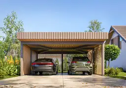 Drewniana wiata samochodowa Sara – wygodne parkowanie dla dwóch samochodów