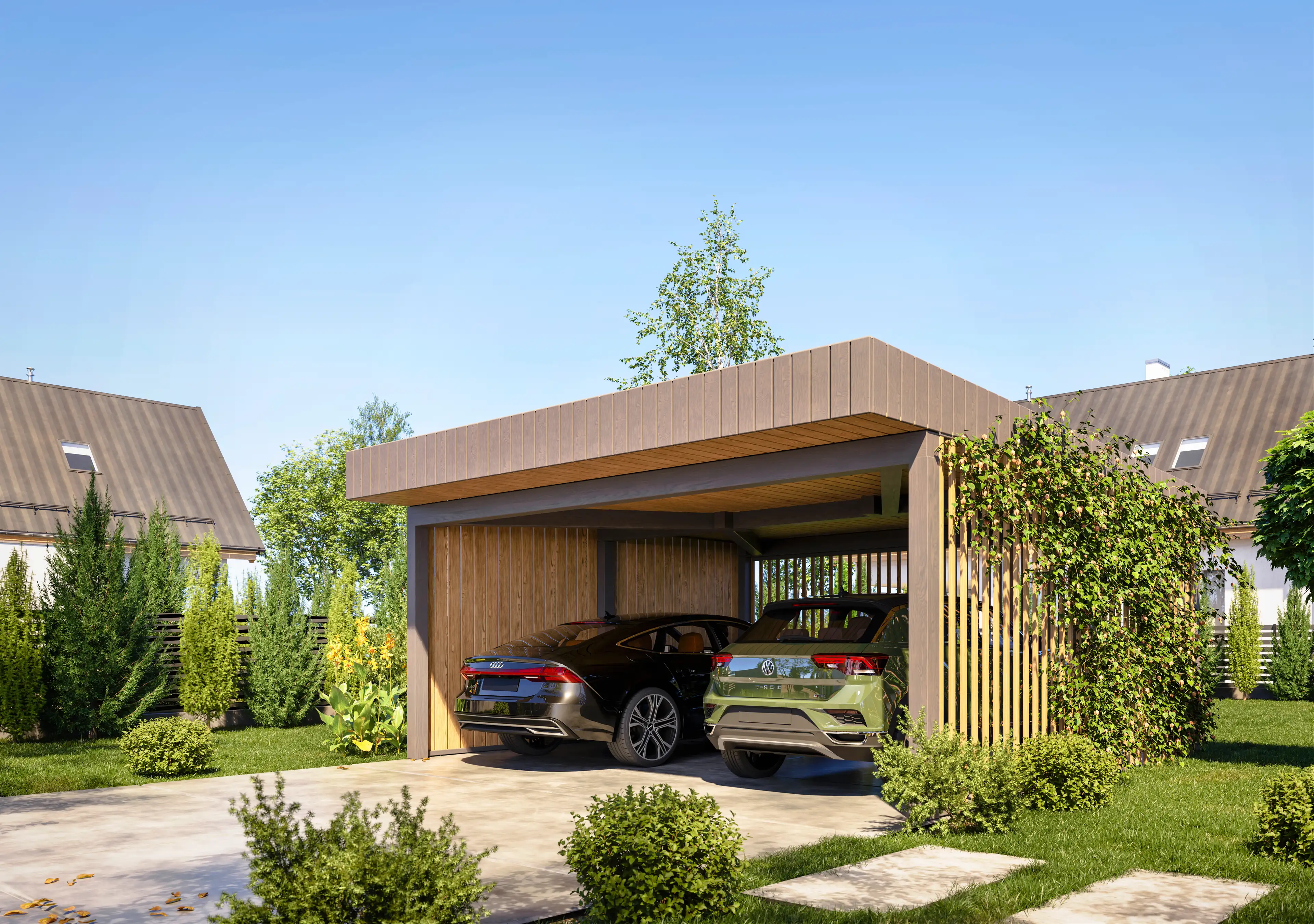 Garaż drewniany Sara 6x5m – ochrona pojazdów przed deszczem i śniegiem