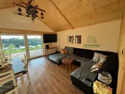 Drewniany domek letniskowy Antoni, 70 m², o klasycznym wyglądzie