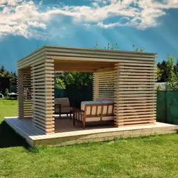 Altanka Coral – drewniana konstrukcja nowoczesna, zaprojektowana na miarę współczesnych potrzeb ogrodowych