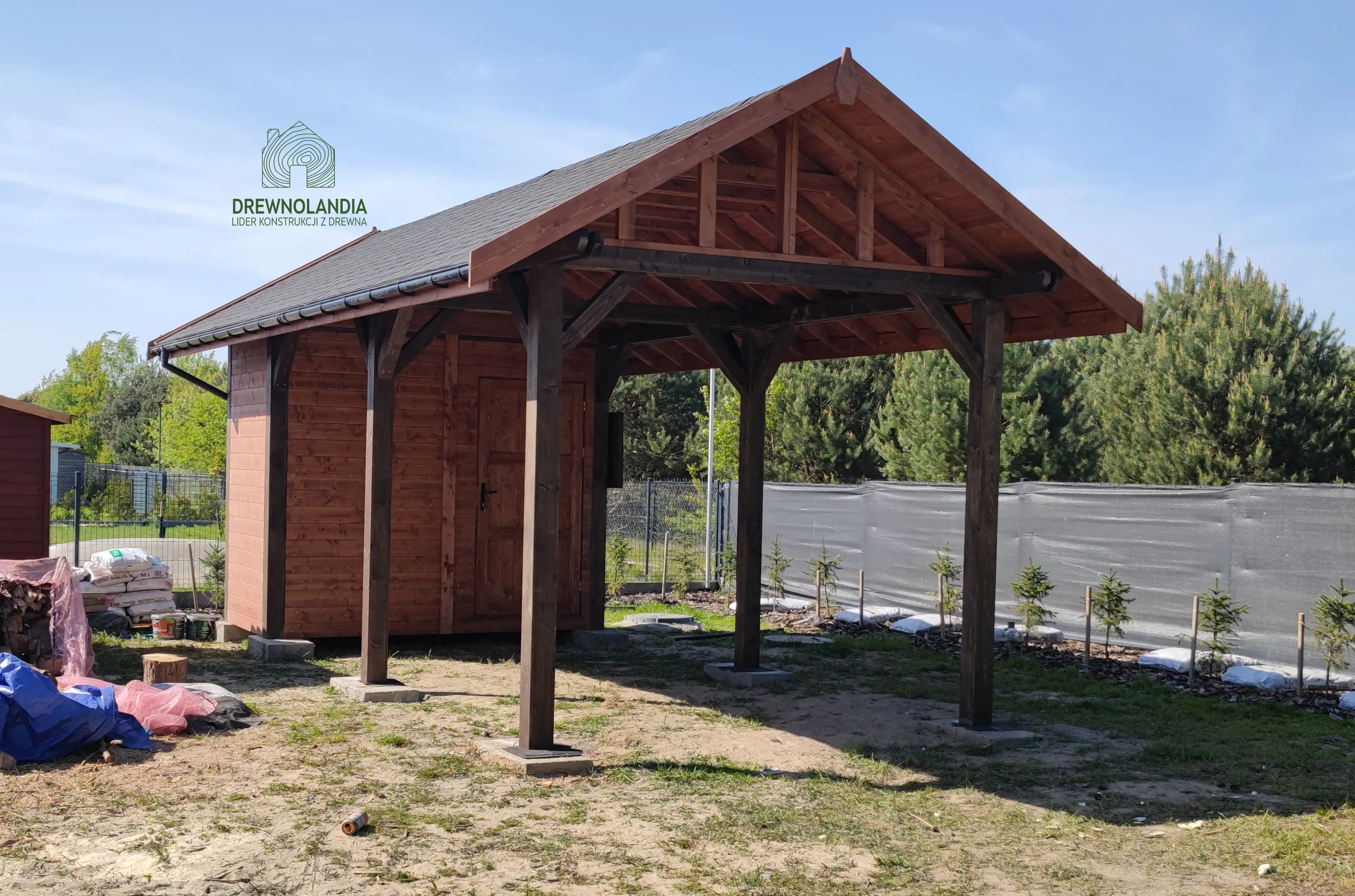 Agnieszka - wiata z drewna na samochód, wymiary 6x3 m, powierzchnia 18 m²