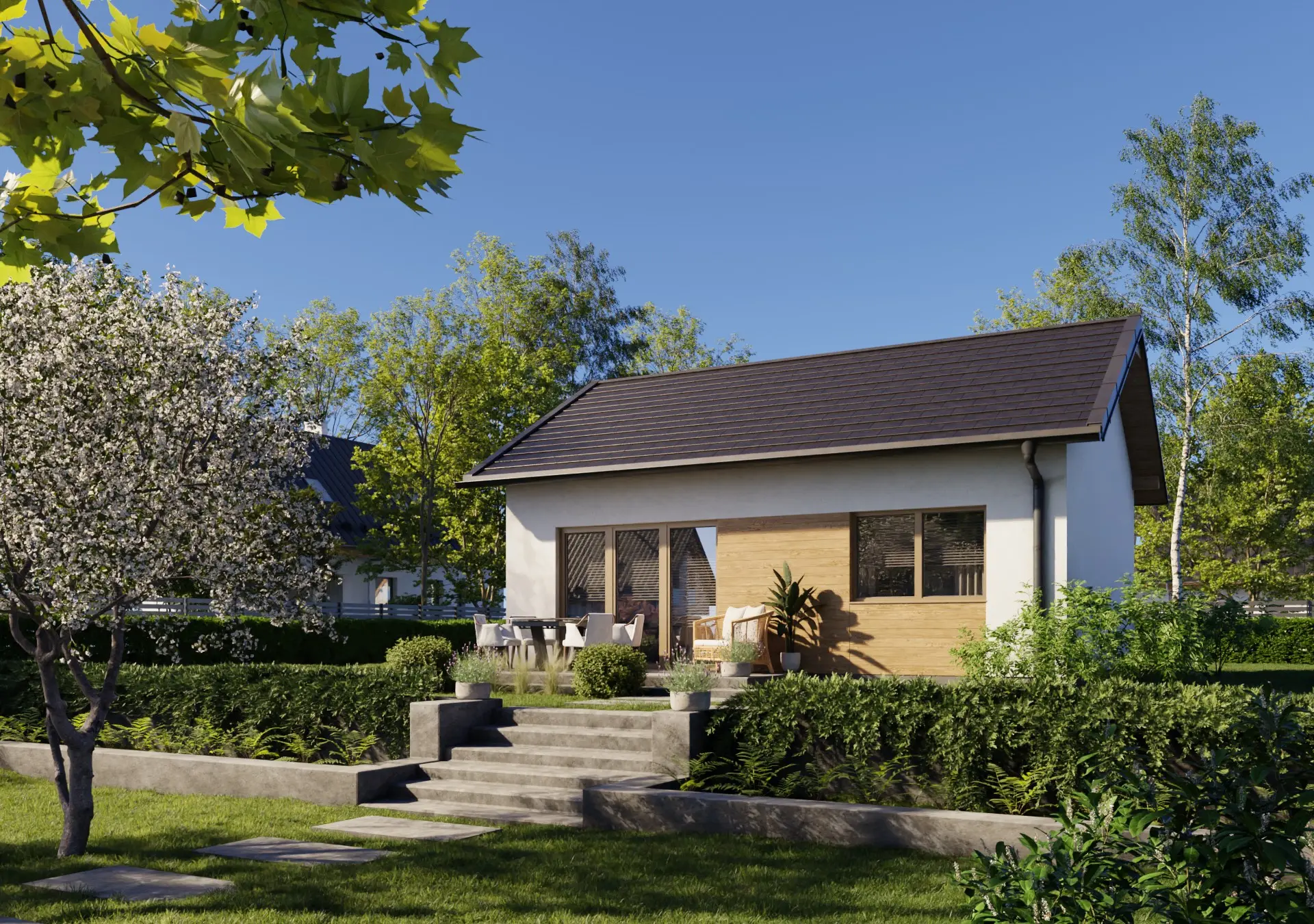 Drewniany dom całoroczny XS – energooszczędny projekt z drewna