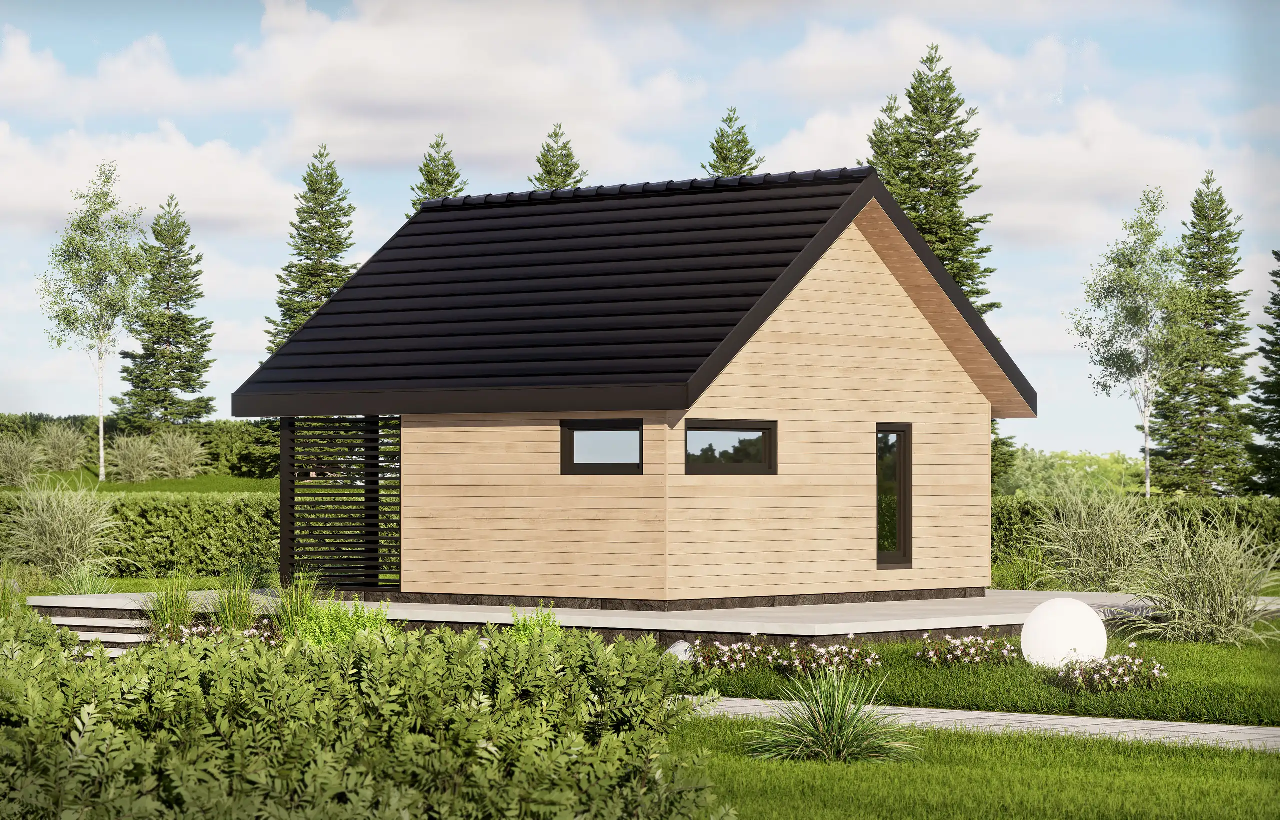 Drewniany domek z antresolą Wiktor IV V2 – funkcjonalny i nowoczesny design