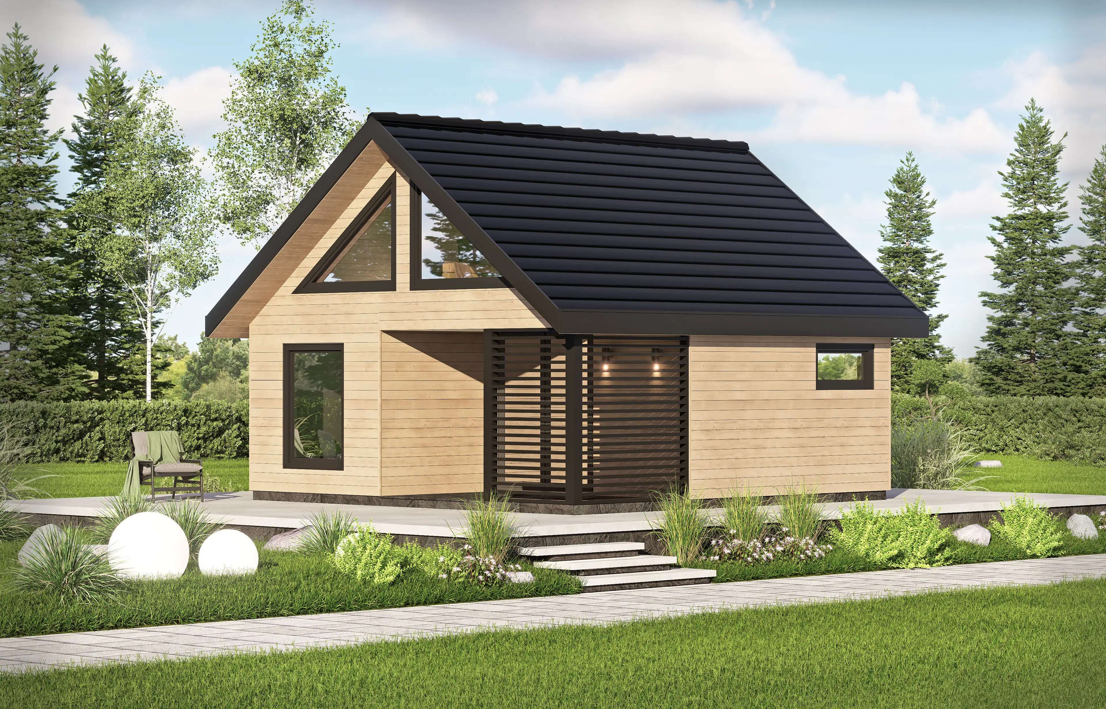 Domek CRA4 V2 – komfortowy całoroczny projekt z drewna