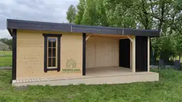 Domek narzędziowy Nataniel z przestrzenią wypoczynkową – idealny do ogrodu