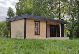 Narzędziowy domek ogrodowy Nataniel z przestrzenią wypoczynkową