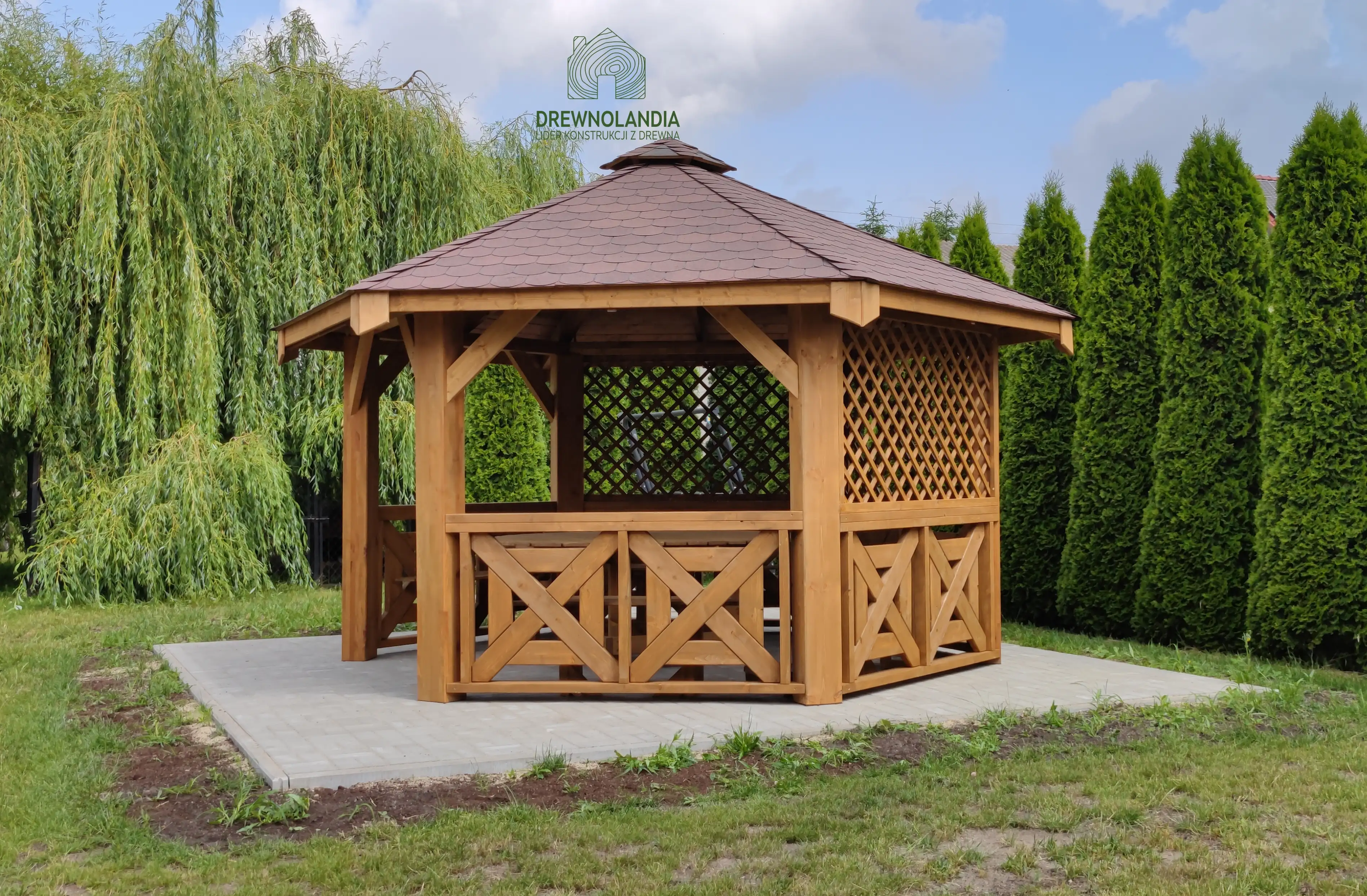 Drewniana sześciokątna altana ogrodowa Eliza, solidna i elegancka