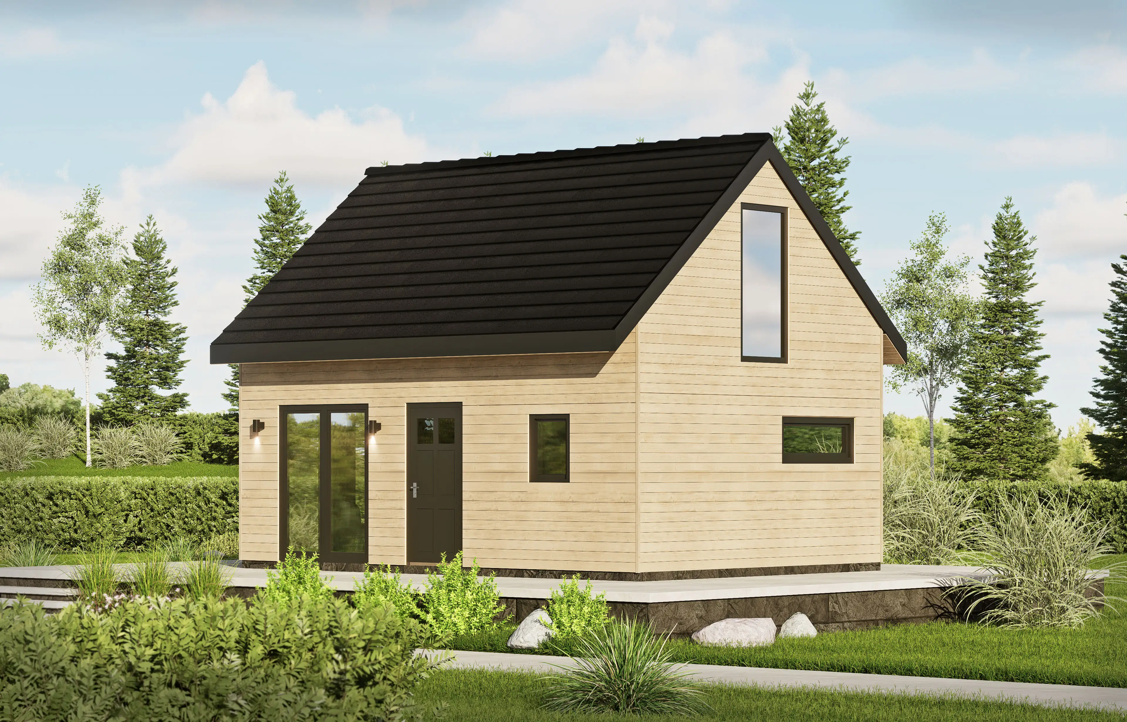 Drewniany domek letniskowy CRP2 V2 – przestronny projekt 7x5m