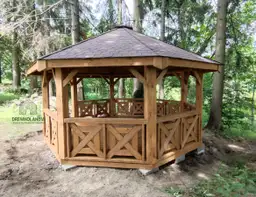 Ośmiokątna altana ogrodowa Eliza 5 m, wykonana z trwałego drewna na ogród