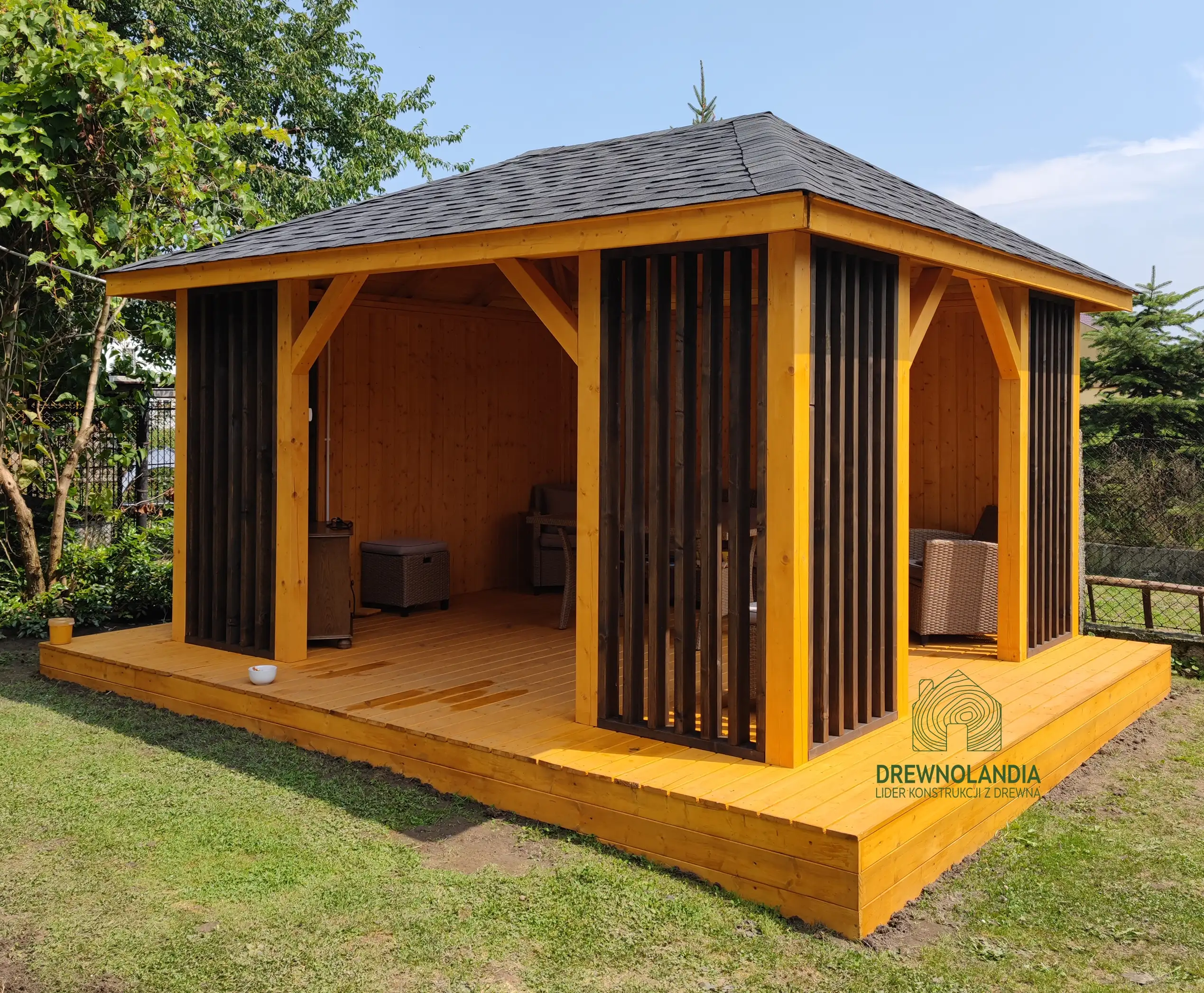 Branda – altana drewniana ogrodowa 4x4 m – elegancja i funkcjonalność w Twoim ogrodzie