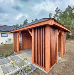 Widok na altanę Branda – nowoczesny styl ogrodowy, wymiary 4x3 m