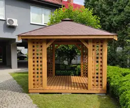 Drewniana czterokątna altana ogrodowa Ewa o wymiarach 3x3 m