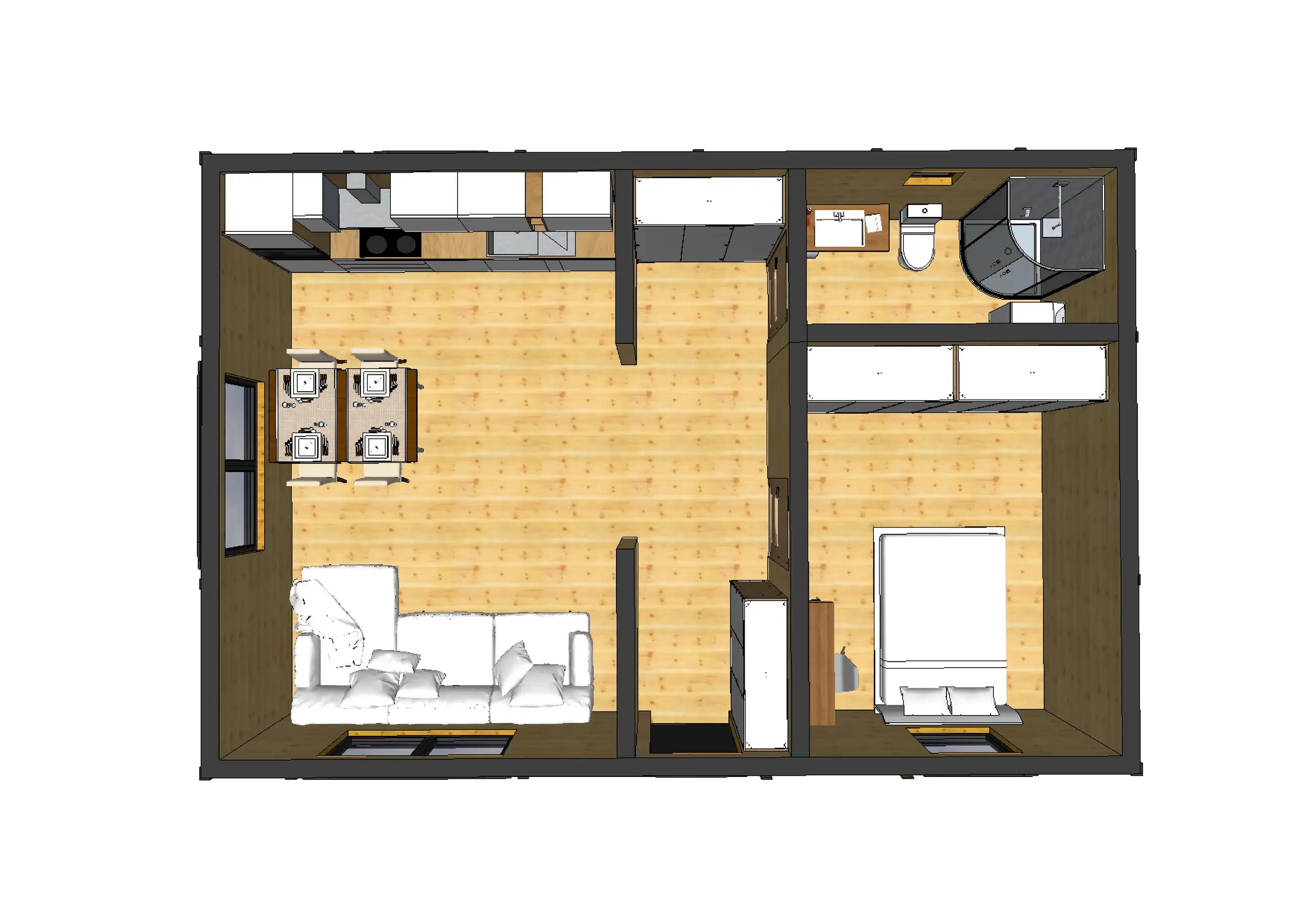 Drewniany domek rekreacyjny całoroczny CRK5 PLUS - jednorodzinny - 54 m²