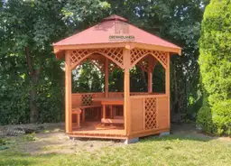 Drewniana altana ogrodowa Alicja o wymiarach 3,2 m, sześciokątna konstrukcja