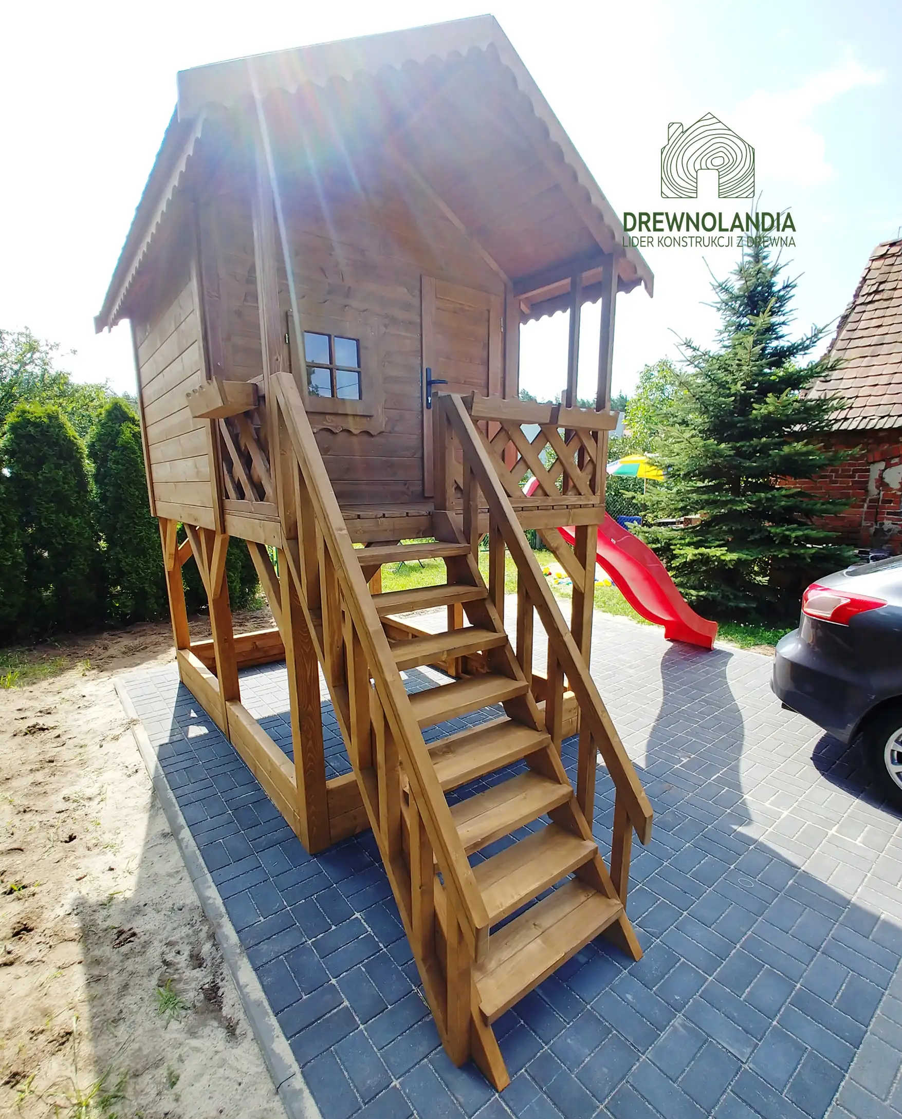 Drewniany domek ogrodowy Bolek dla dzieci – 2,8x2m – Drewnolandia