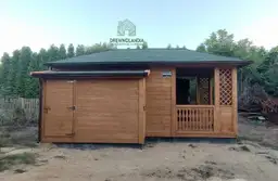 Drewniany domek letniskowy "Andrzej", 5x3m, z tarasem, idealny na działkę