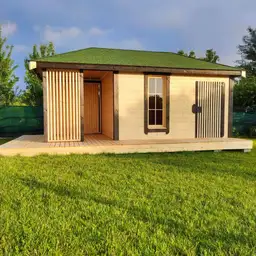 Altana z pomieszczeniem. Nowoczesny design. W stylu nowoczesnym loft. Ruchome deseczko żaluzja 