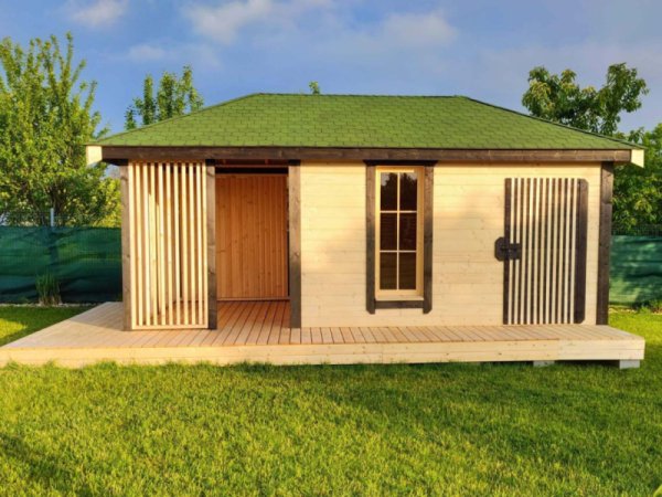 Drewniana altana, domek narzędziowy do ogrodu Wojtek, piękny i funkcjonalna. W stylu nowoczesnym loft. Ruchome deseczko żaluzja 