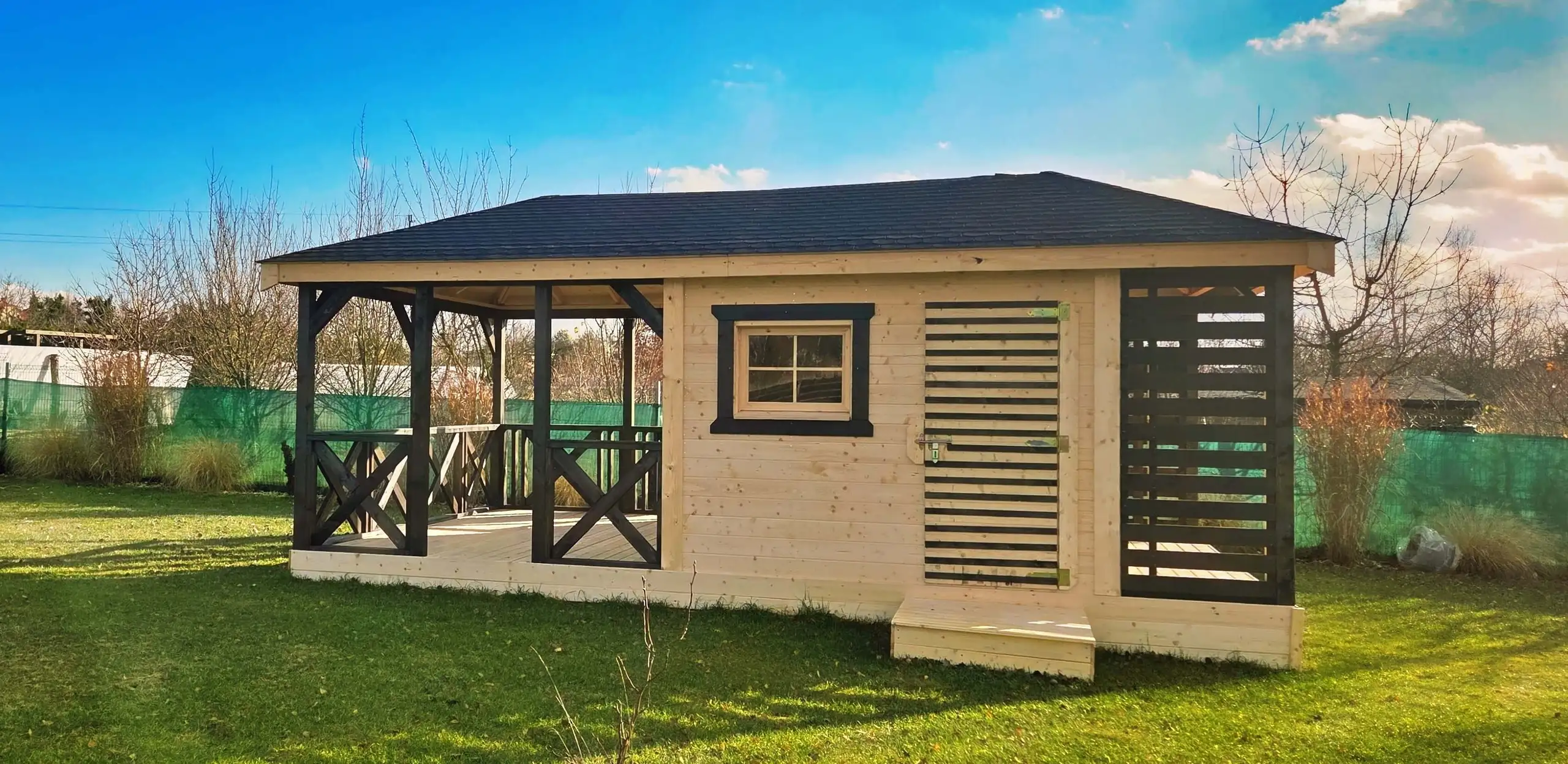 Altana z domkiem i drewutnią Ludwik v1 - 7x3m