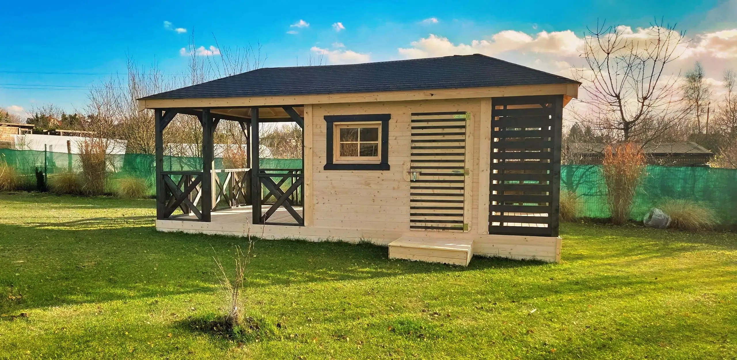 Altana z domkiem i drewutnią Ludwik v1 - 7x3m