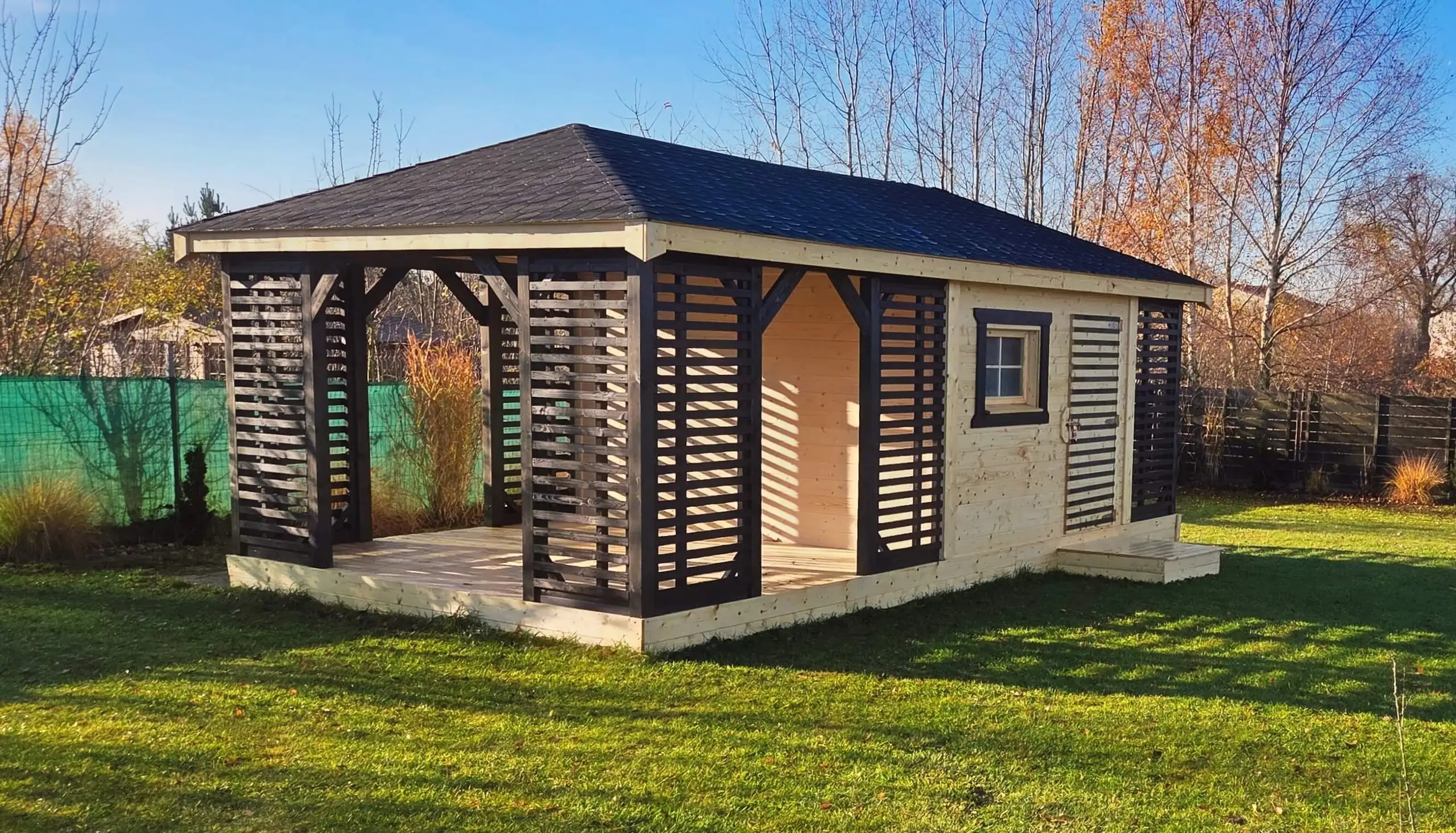 Zabudowa Ogrodowa 3w1: Altana, Domek, Drewutnia Ludwik v5 7×3 m