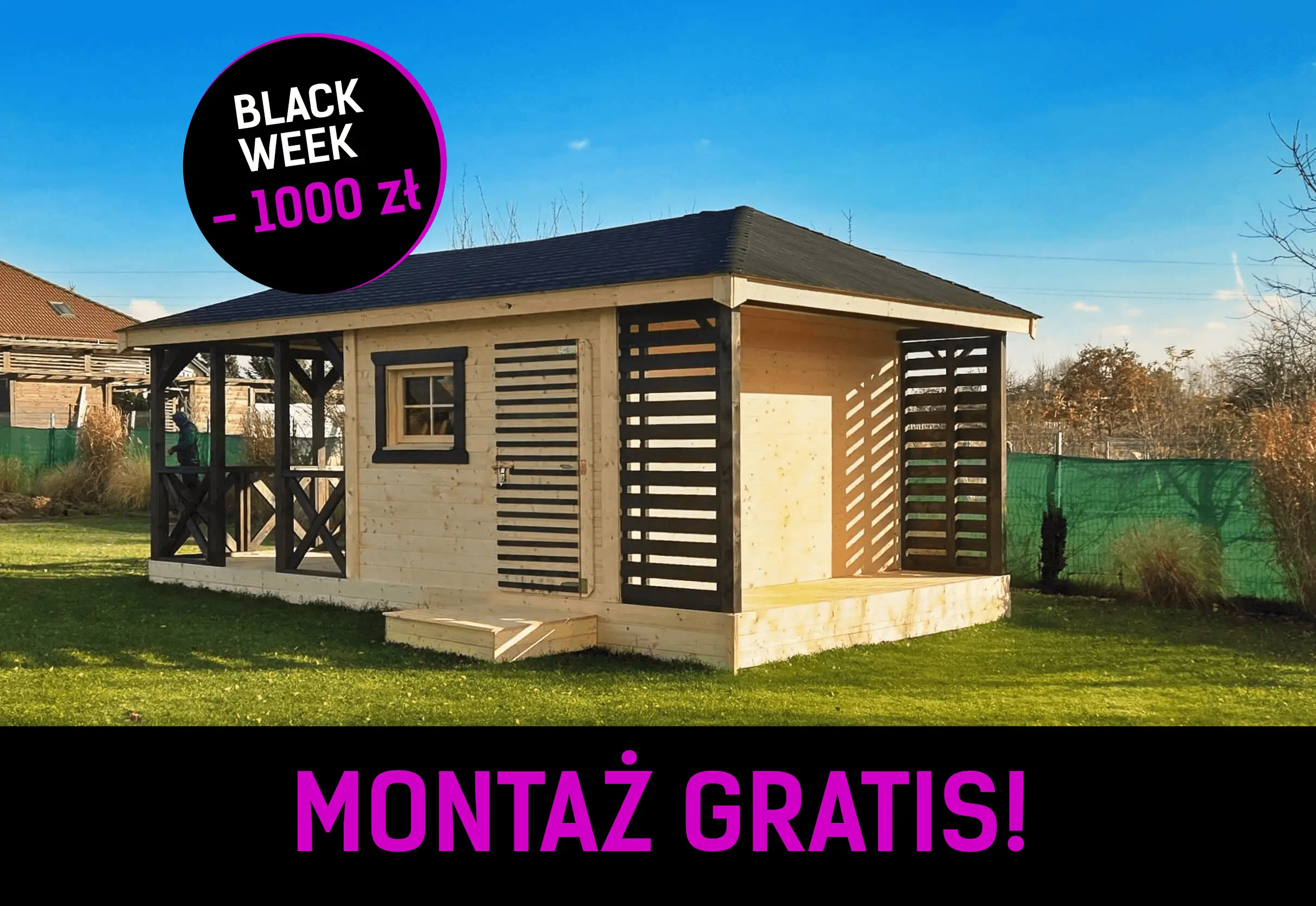 Altana z domkiem i drewutnią Ludwik v1 - 7x3m