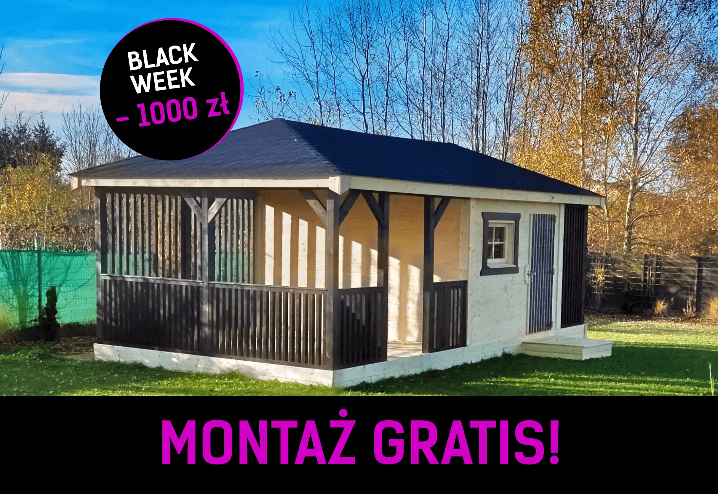 Altana Rekreacyjna z Domkiem i drewutnią Ludwik v4 7×4 m
