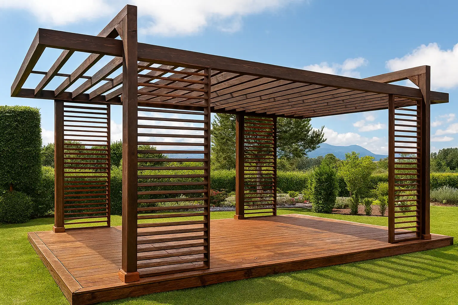 Altana pergola konstrukcja drewniana, zabudowa tarasu 