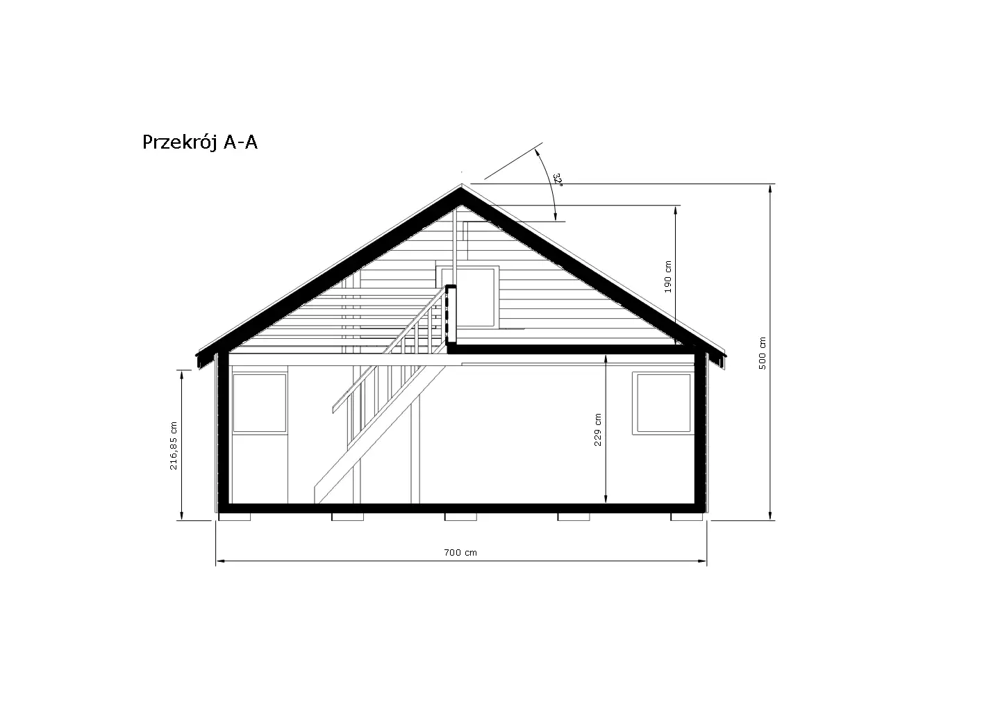 Domek Adam III 7 × 5 m – standard WT2021
