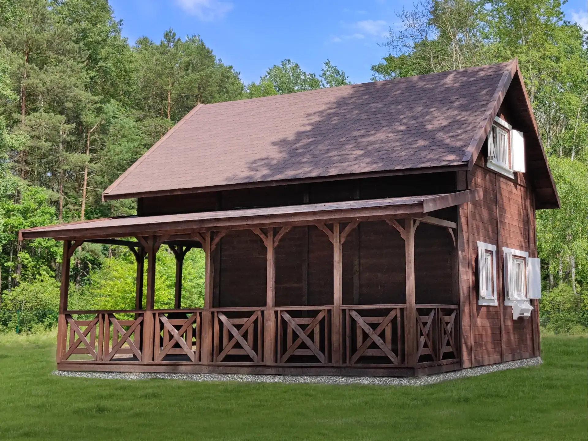 Domek Olaf 7x5m z tarasem bocznym 7x2m (SSO)