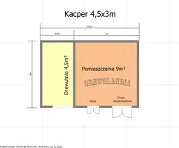 zrzut domku z dwoma pomieszczeniami