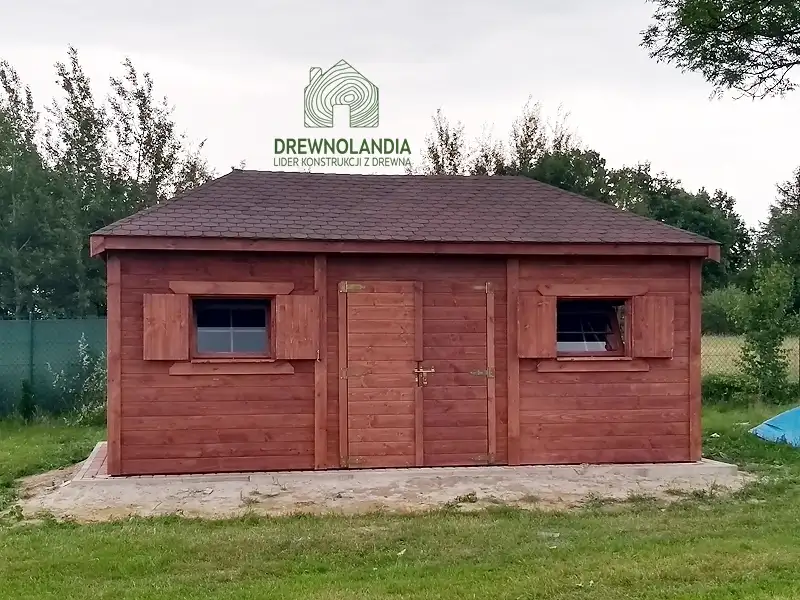 Domek narzędziowy z drewna Kacper - 4,5x3m z drewutnią 