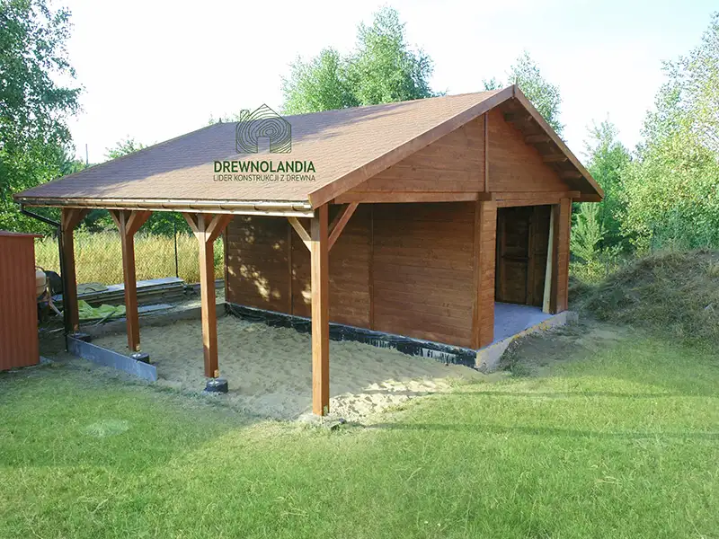 Wiata samochodowa Magda 6x5m – Garaż dla dwóch aut z pomieszczeniem gospodarczym