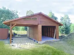 domek letniskowy z altaną na piasku