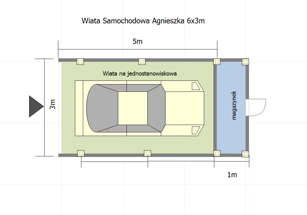 Wiata samochodowa 6x3m