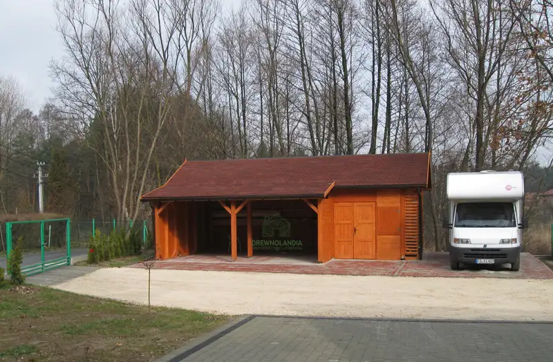 Wiata samochodowa Oliwia Bis - 9x3,5m + zadaszenie przednie - 6x1,5m – Wielofunkcyjna przestrzeń dla dwóch aut 