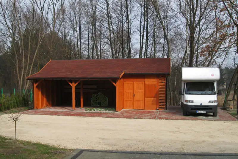 Wiata samochodowa Oliwia Bis - 9x3,5m + zadaszenie przednie - 6x1,5m – Wielofunkcyjna przestrzeń dla dwóch aut 