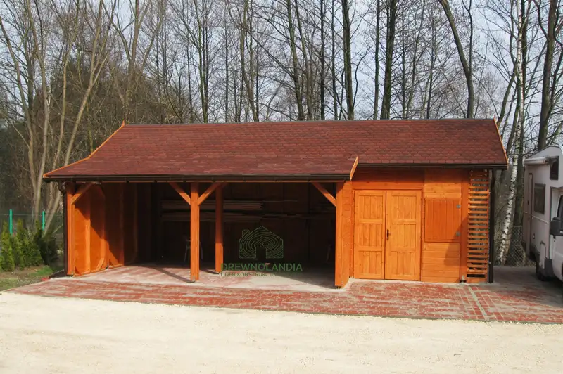 Wiata samochodowa Oliwia Bis - 9x3,5m + zadaszenie przednie - 6x1,5m – Wielofunkcyjna przestrzeń dla dwóch aut 