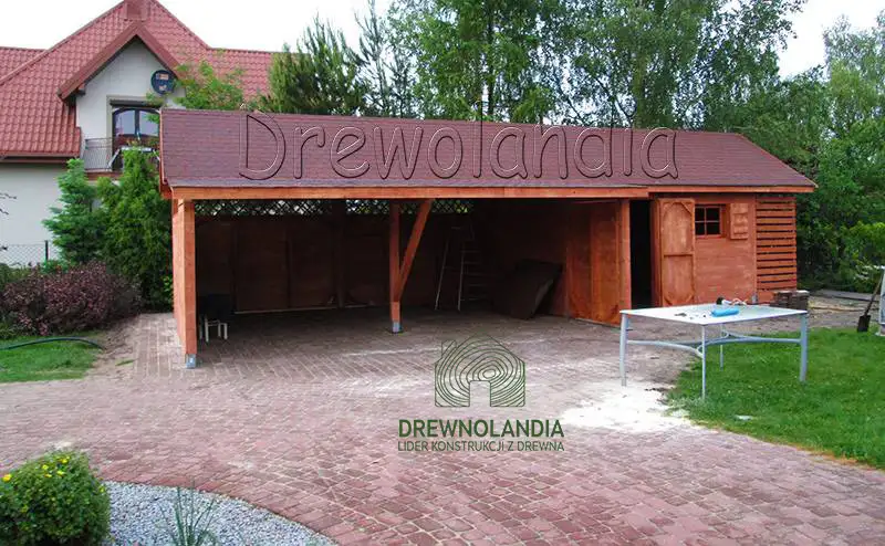 Wiata samochodowa Oliwia Bis - 9x3,5m + zadaszenie przednie - 6x1,5m – Wielofunkcyjna przestrzeń dla dwóch aut 