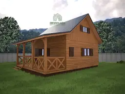 domek letniskowy z tarasem na tle gor