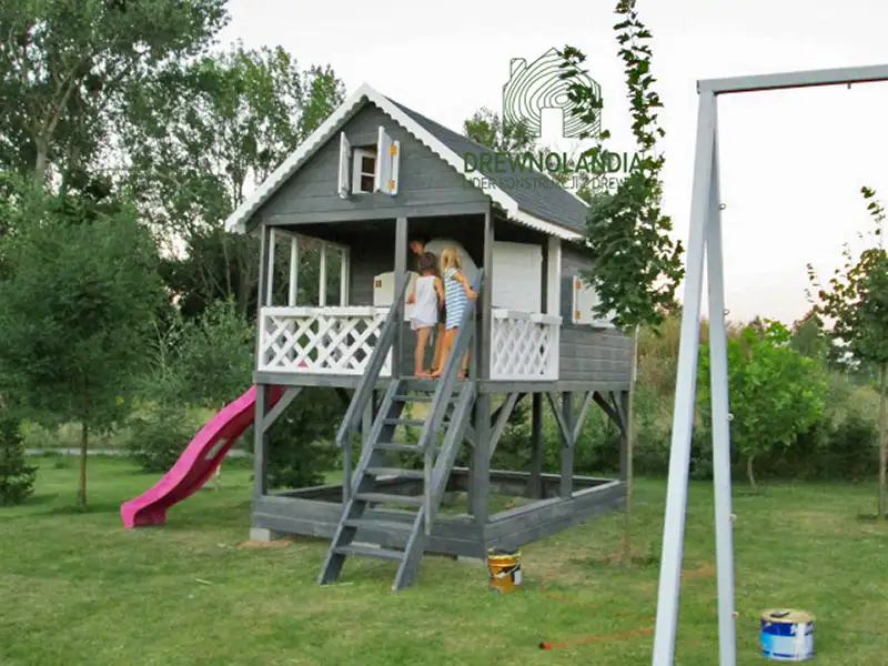 Duży Drewniany Domek Dla Dzieci Kitty IV - 4x2,5m z antresolą