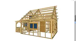 szkielet domku z dwoma oknami