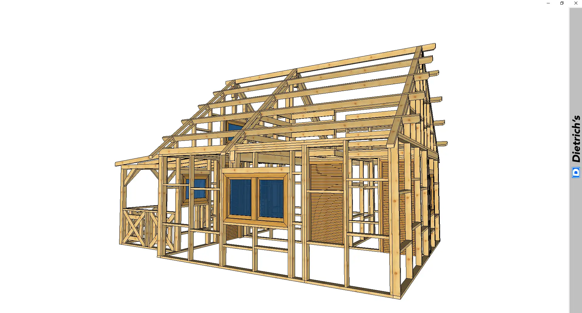 szkielet domku z dwoma oknami
