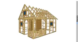 szkielet małego domku z przedsionkiem